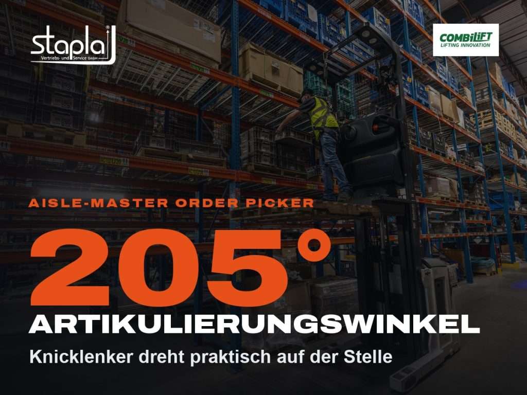 stapla Grafik: 205°, Knicklenker dreht praktisch auf der Stelle