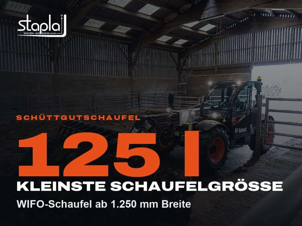 stapla Grafik: 125 l, WIFO-Schaufel ab 1.250 mm Breite